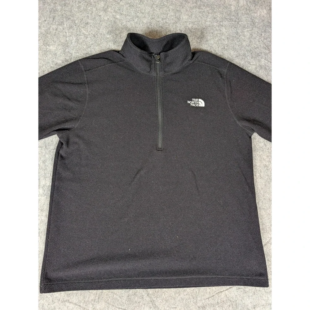 The North Face Mens Black Quarter Zip Pullover Textured Fleece Mock Neck XL